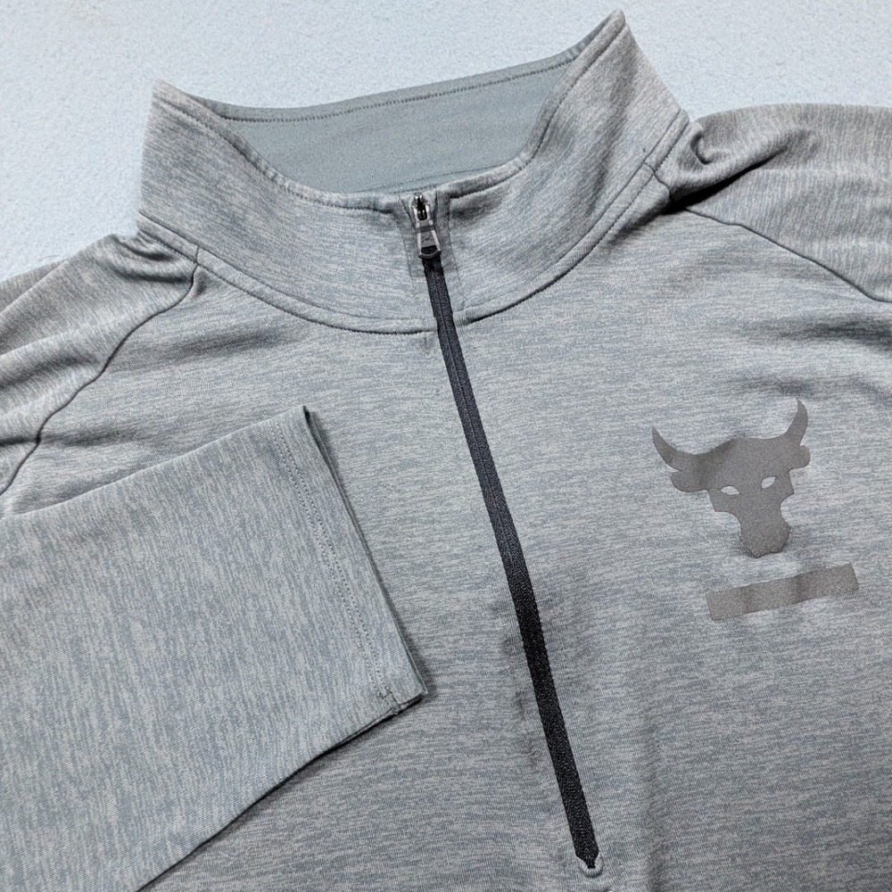 Under Armour Project Rock Quarter Zip Men XXL Grey HeatGear Pullover‎